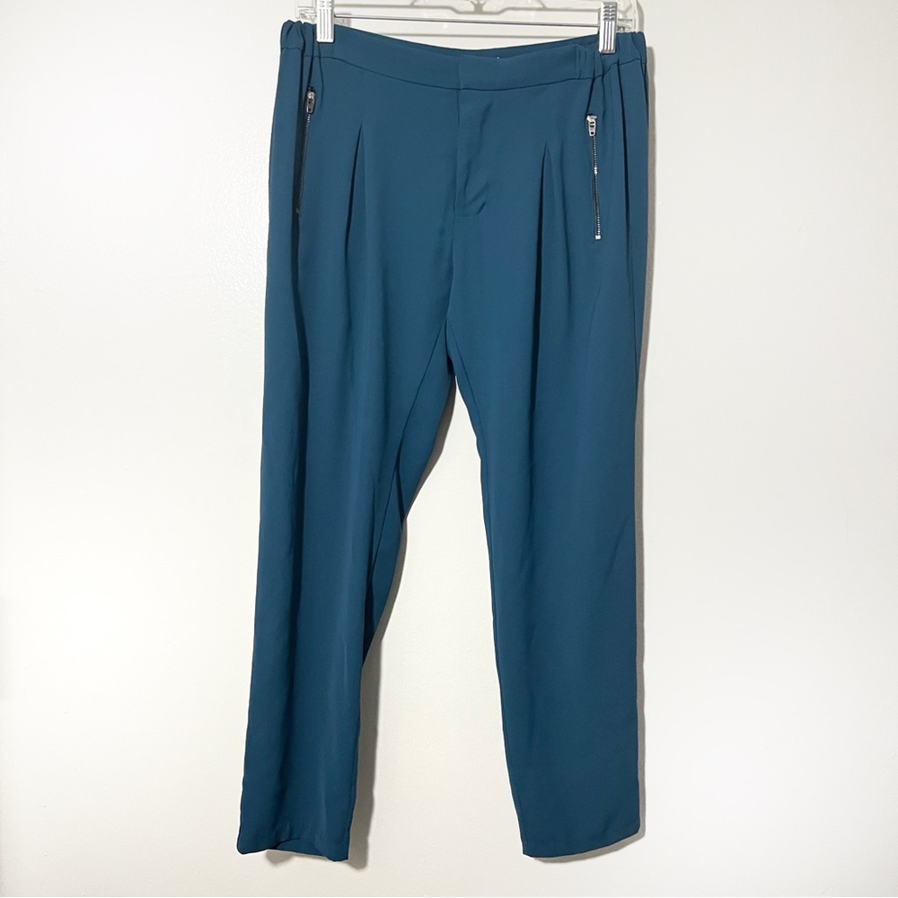 Parker Ankle Crop Trousers Low-Mid Rise in Teal Sz Small